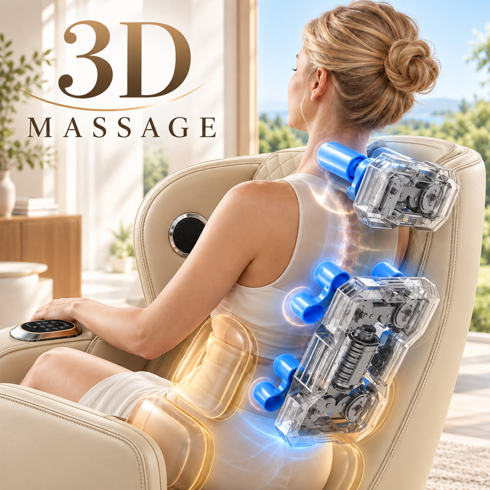 Massagestol 3D - Zero Gravity og Varmeterapi - Model 988C6 Beige