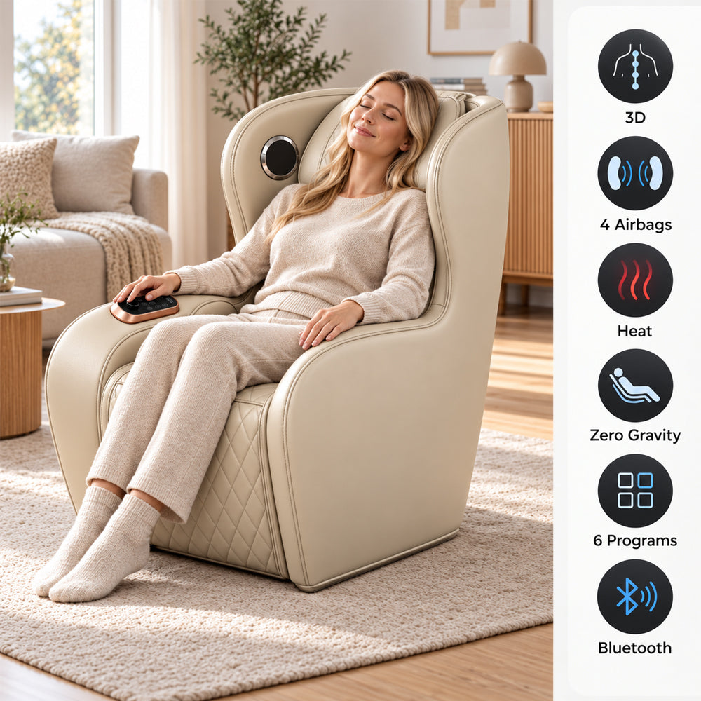 Massagestol 3D - Zero Gravity og Varmeterapi - Model 988C6 Beige