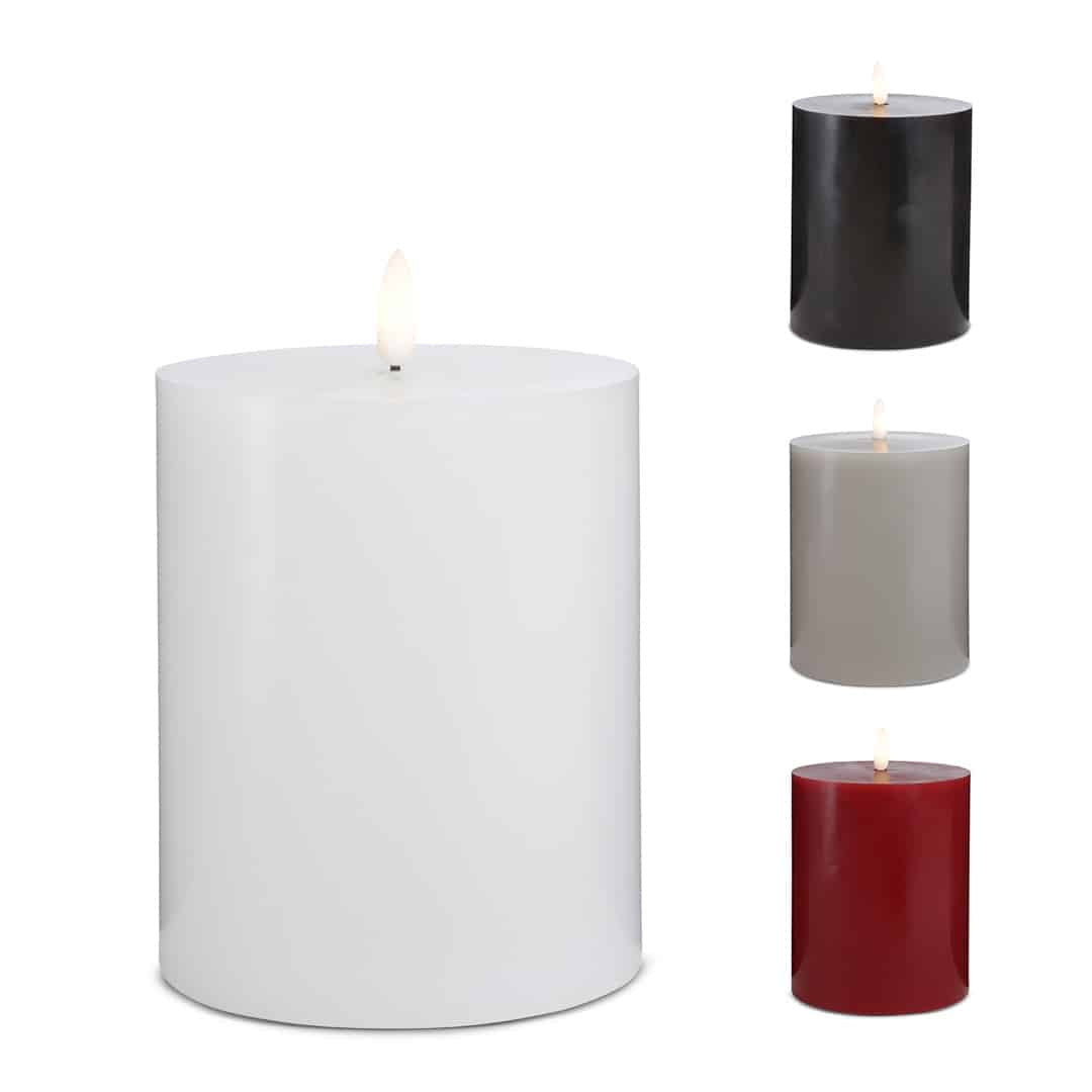 LED Stearinlys - 1 stk. - ø10 x 15 cm - m/3D flamme - (flere farver)