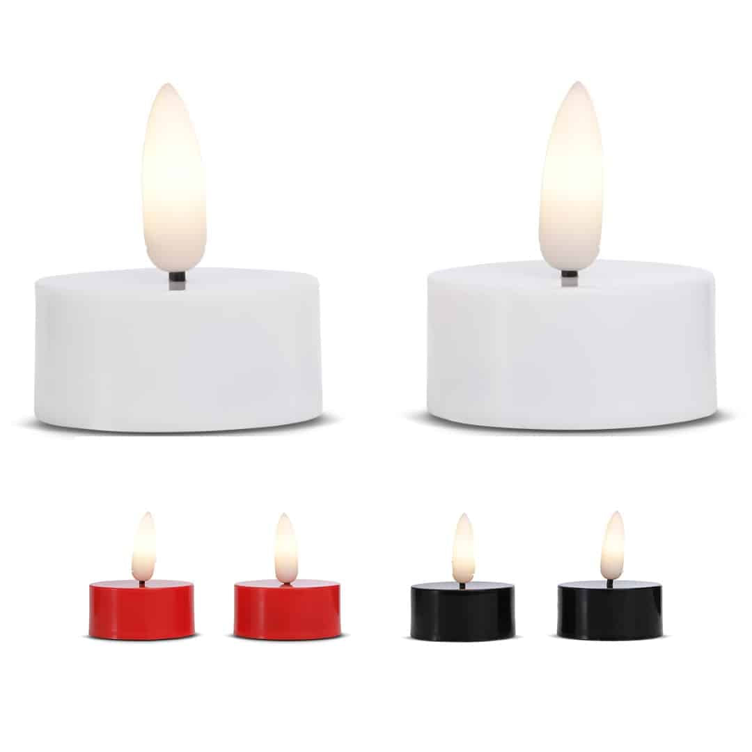 LED fyrfadslys plastik - 2 stk. - 2 cm - m/bevægelig flamme - (flere farver)