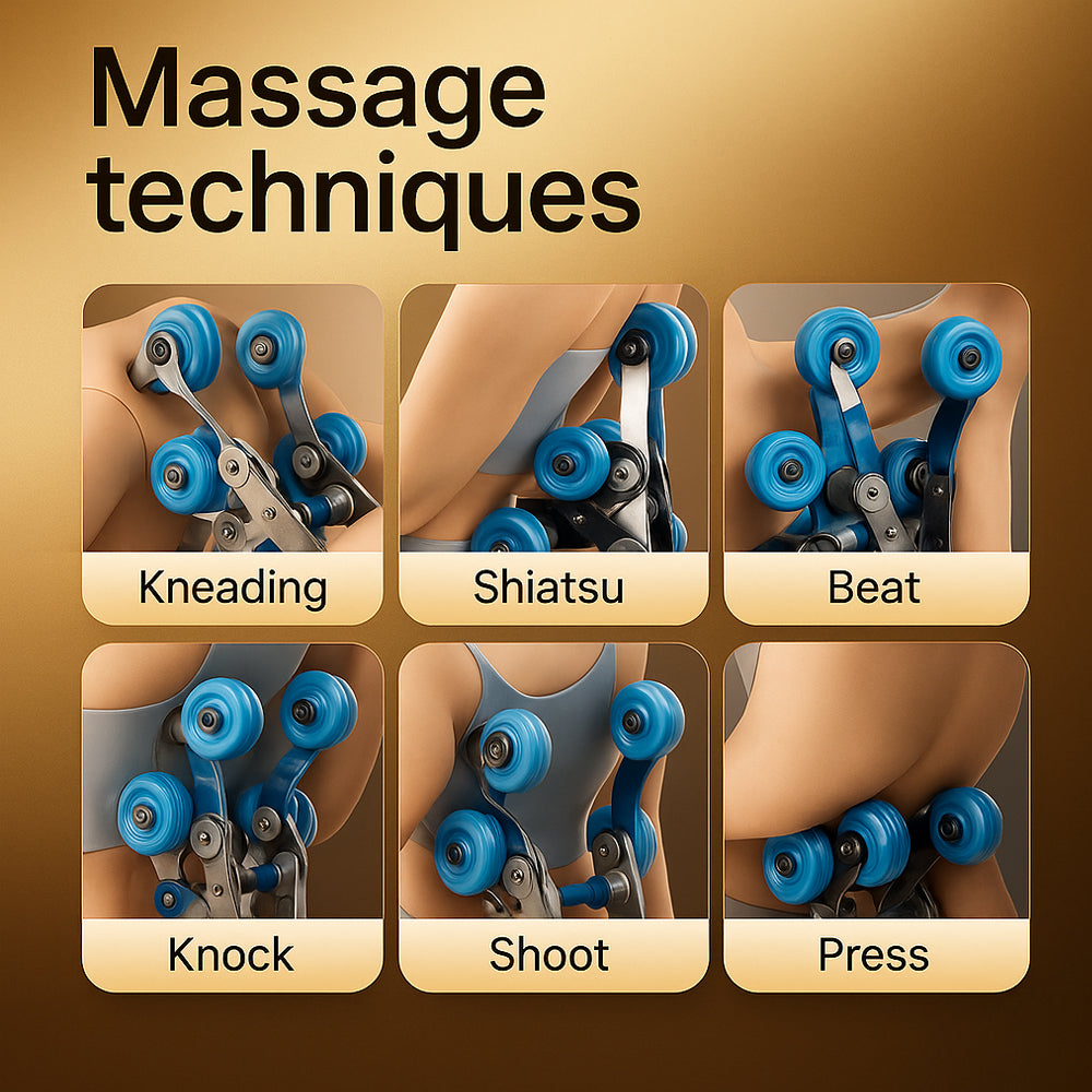 Massagestol 4D Luksus Pro+ med SL-teknologi, Varmeterapi, Stemme Kontrol & Touchskærm - Model M5 grå