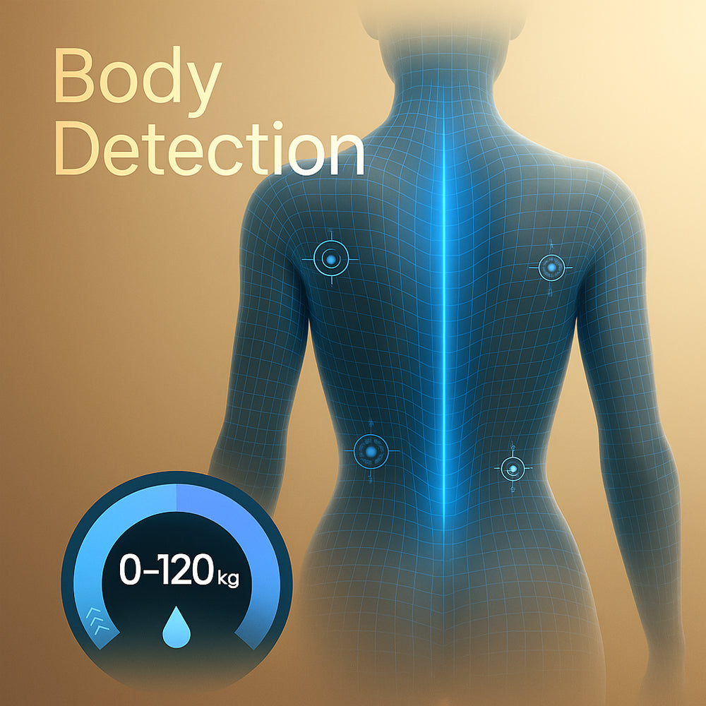 Massagestol 4D Luksus Pro+ med SL-teknologi, Varmeterapi, Stemme Kontrol & Touchskærm - Model M5 grå