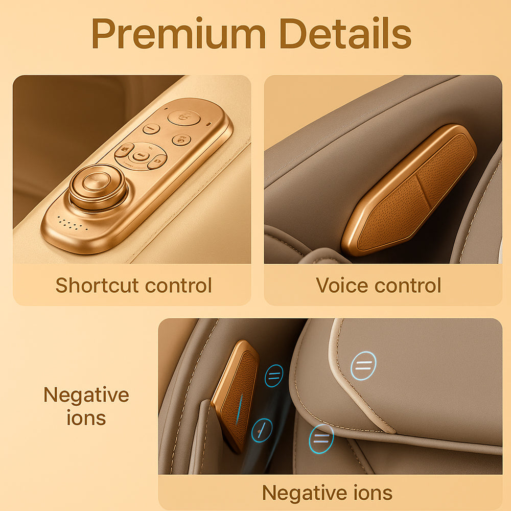 Massagestol 4D Luksus Pro+ med SL-teknologi, Varmeterapi, Stemme Kontrol & Touchskærm - Model M5 hvid