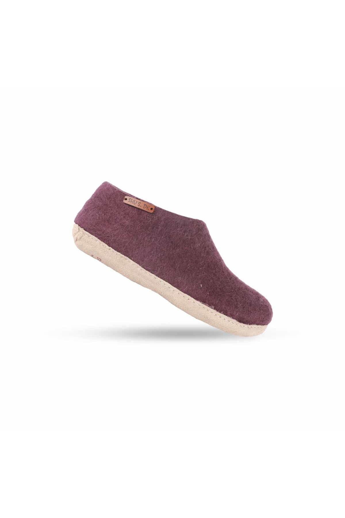 Uldhjemmesko (100% ren uld) - Model Lilla m/sål i skind - Dansk Design fra SHUS