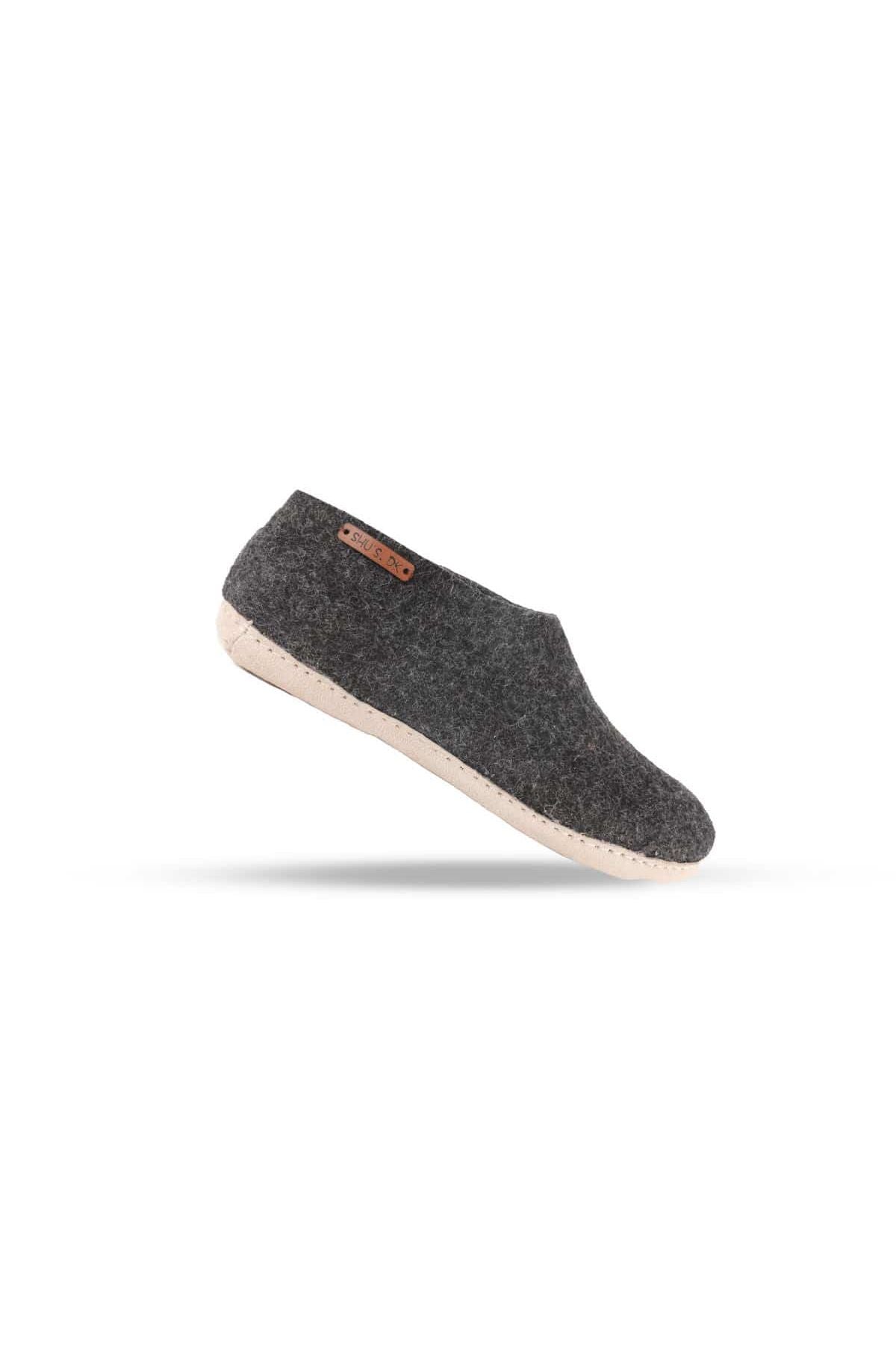 Uldhjemmesko (100% ren uld) - Model Koks m/sål i skind - Dansk Design fra SHUS
