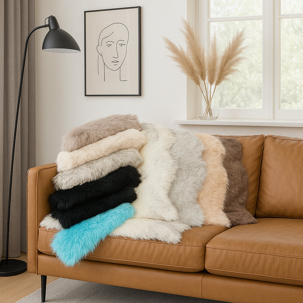 Bløde, farverige faux fur-minitæpper