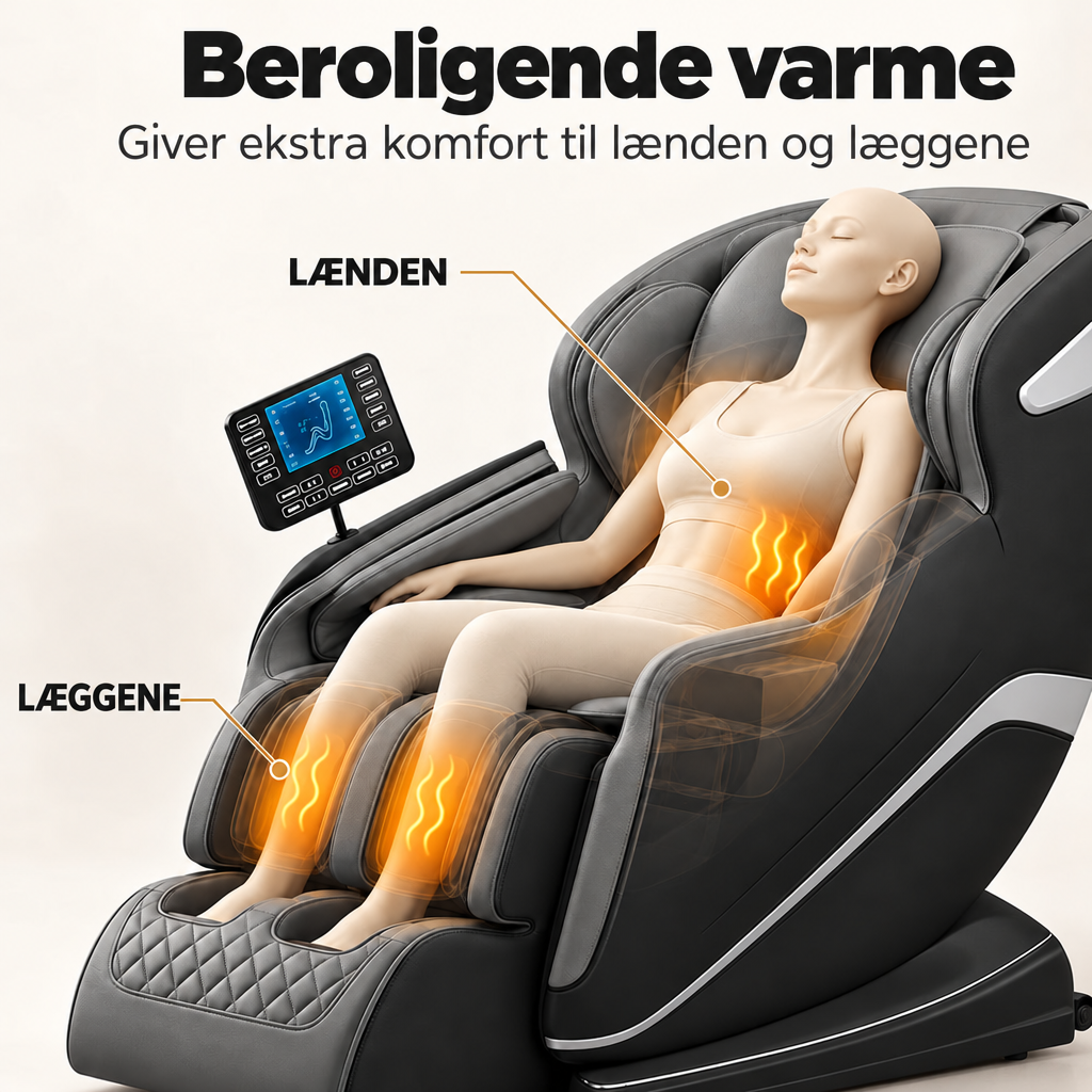Massagestol 8D – Zero Gravity, lufttryksmassage, Varme v/læn og legge – Model LEK-988Q3