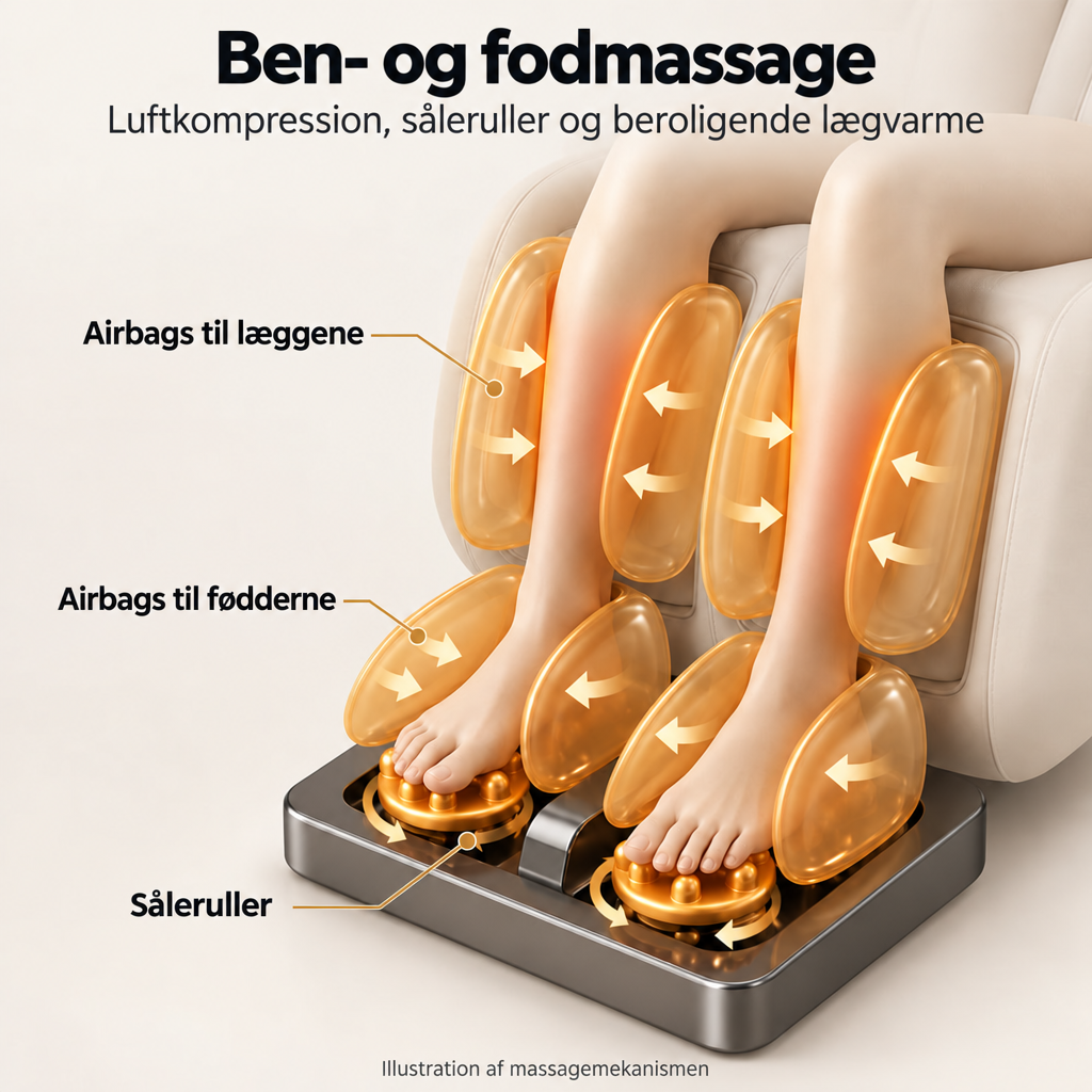 Massagestol 8D – Zero Gravity, lufttryksmassage, Varme v/læn og legge – Model LEK-988Q3