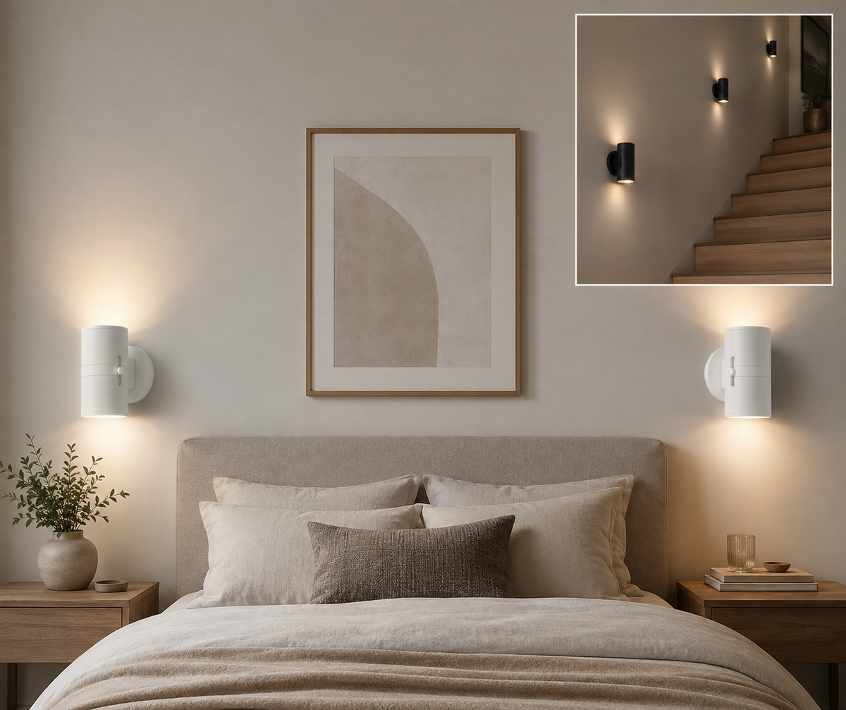 LED natlampe hvid eller sort - med sensor og justerbar lysstyrke
