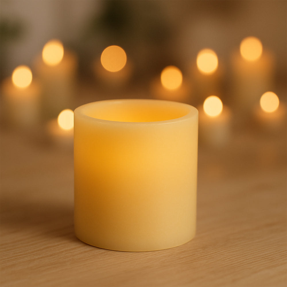 LED bloklys med 3D-flammer - Ø15 cm