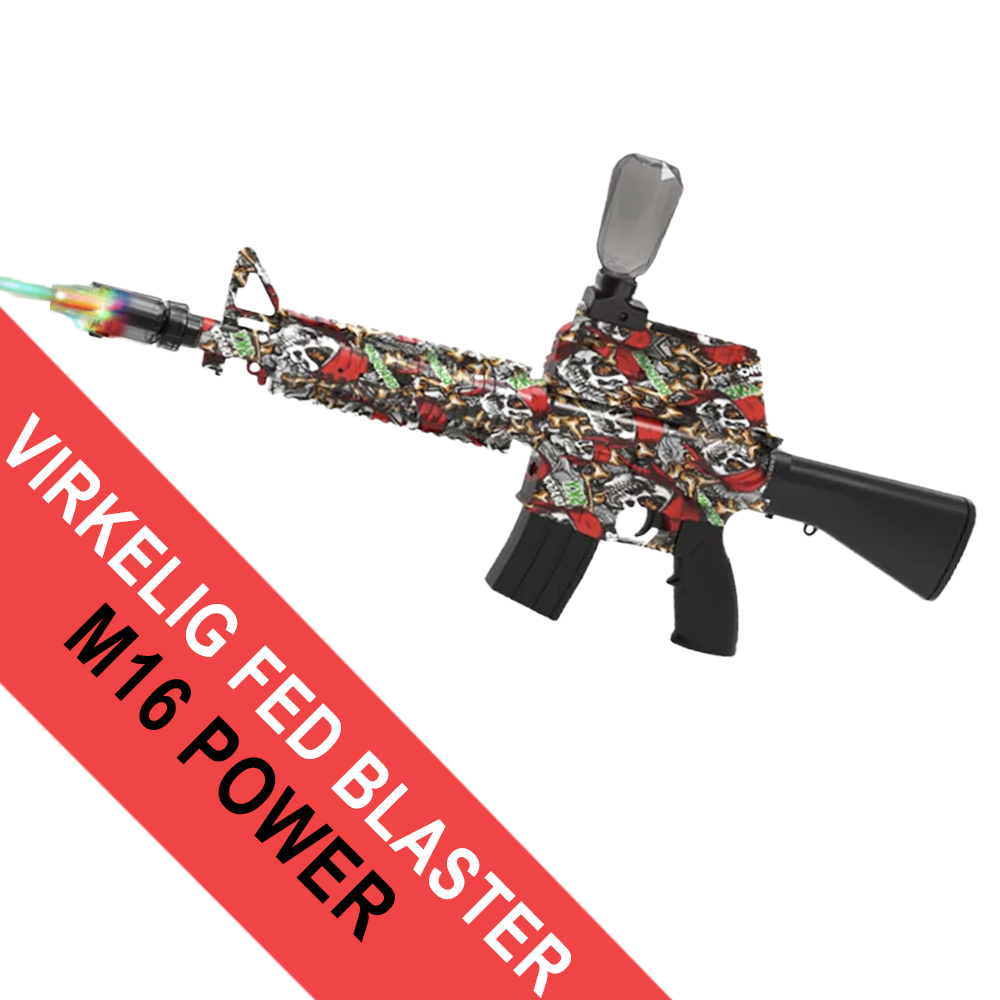 Gel Blaster M16 - elektrisk med sejt lys og røg når den skyder