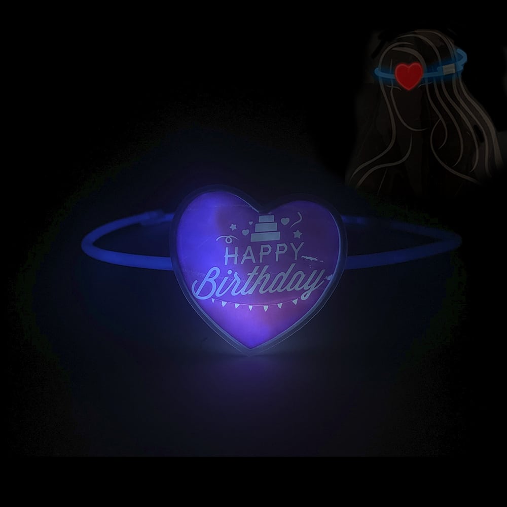 Hårbånd m/hjerte- Selvlysende glow stick - 3 modeller