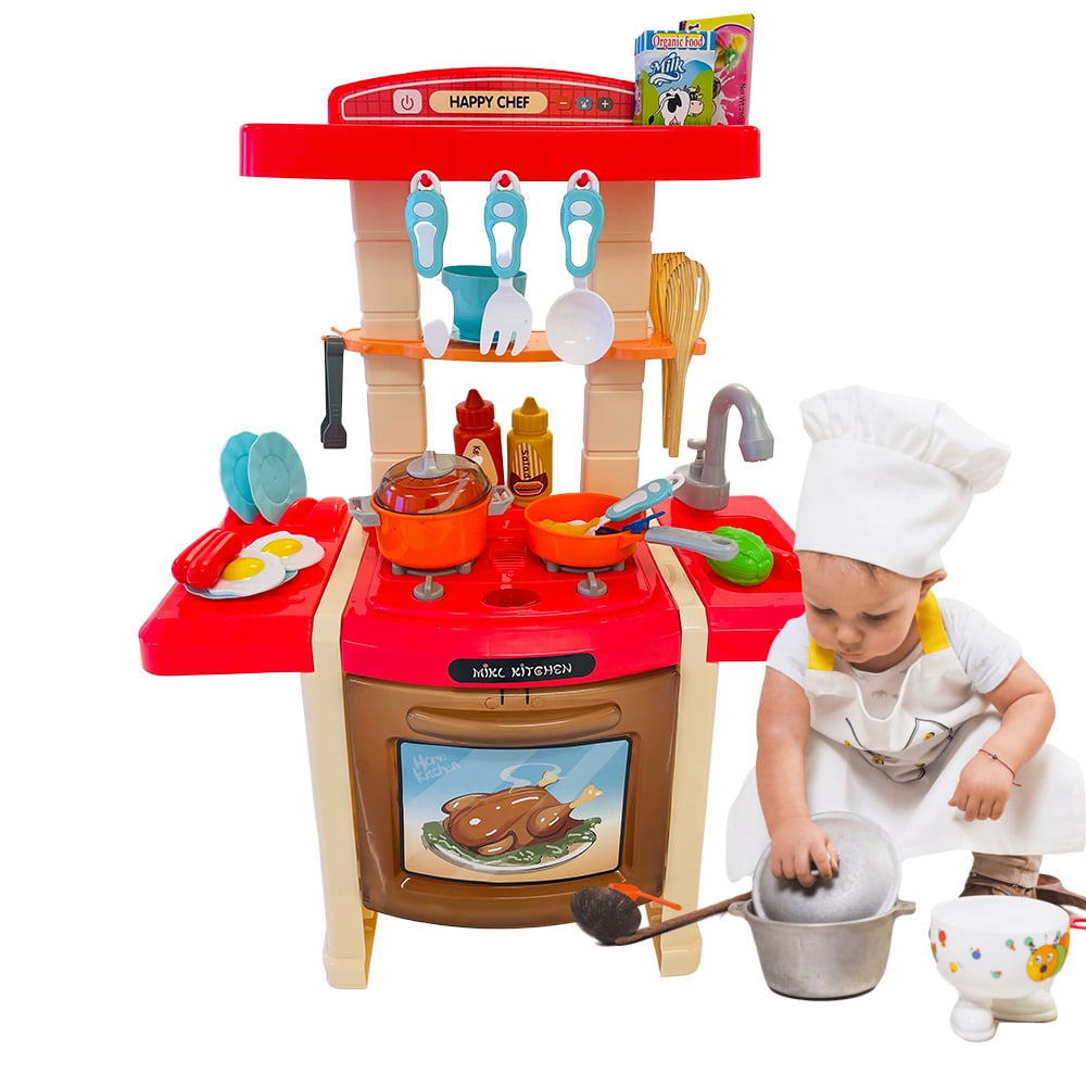 Legekøkken med vand og damp - sæt med 33 dele -