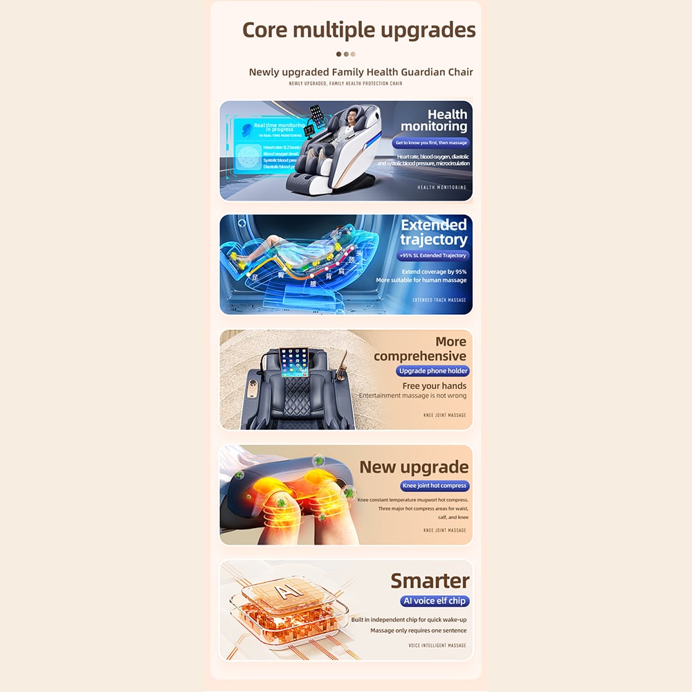 Massagestol 4D Pro+ Hvid med Varmeterapi og Stemmekontrol - Model M9 Hvid