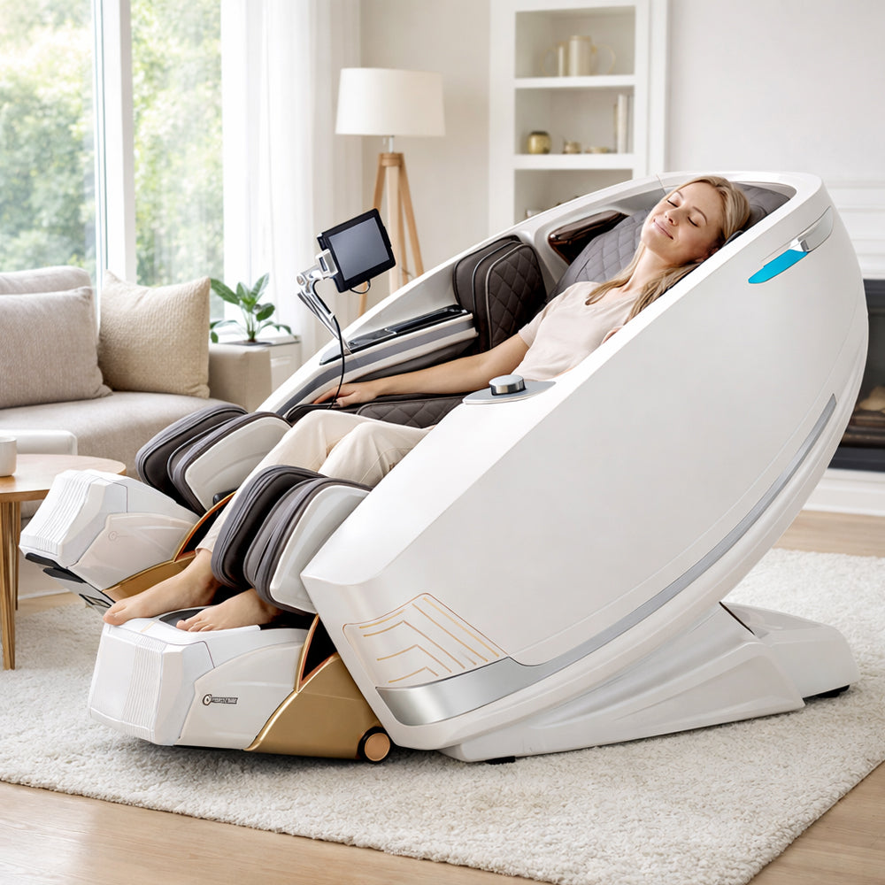 Massagestol 4D kropsscanning, Dual Zone Stretching, 32 airbags, varme i lænd/ben & Zero Gravity