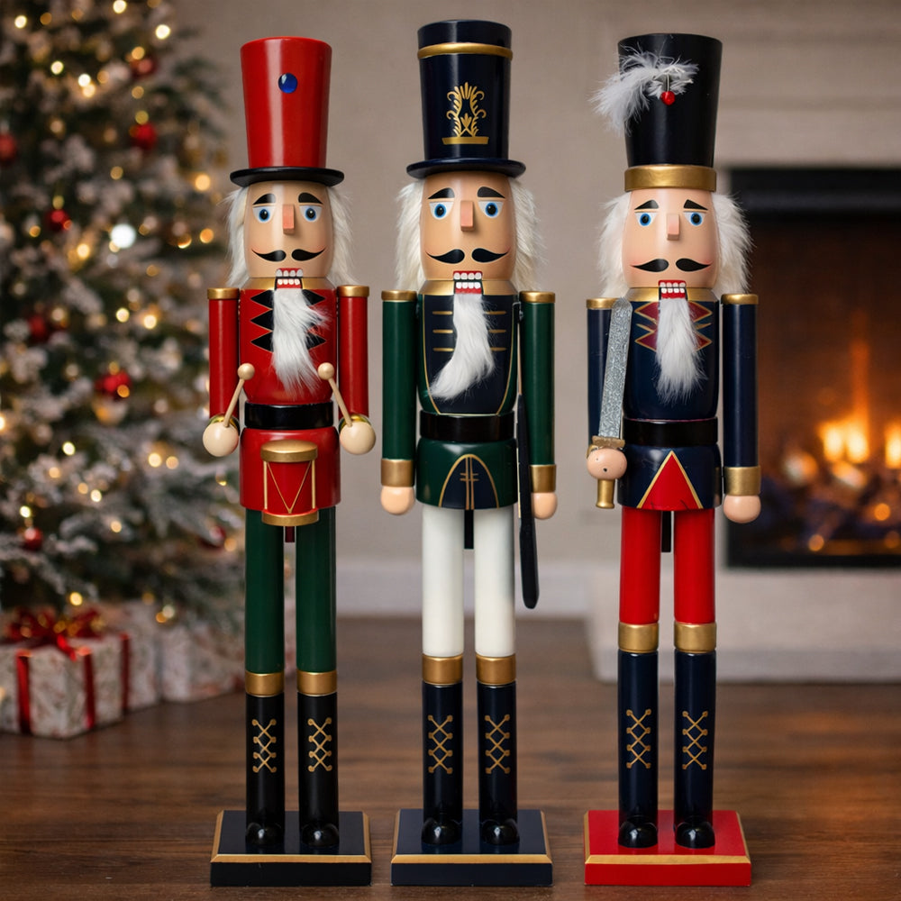 Nøddeknækker figurer i Træ - 78 cm - 3 forskellige figurer -