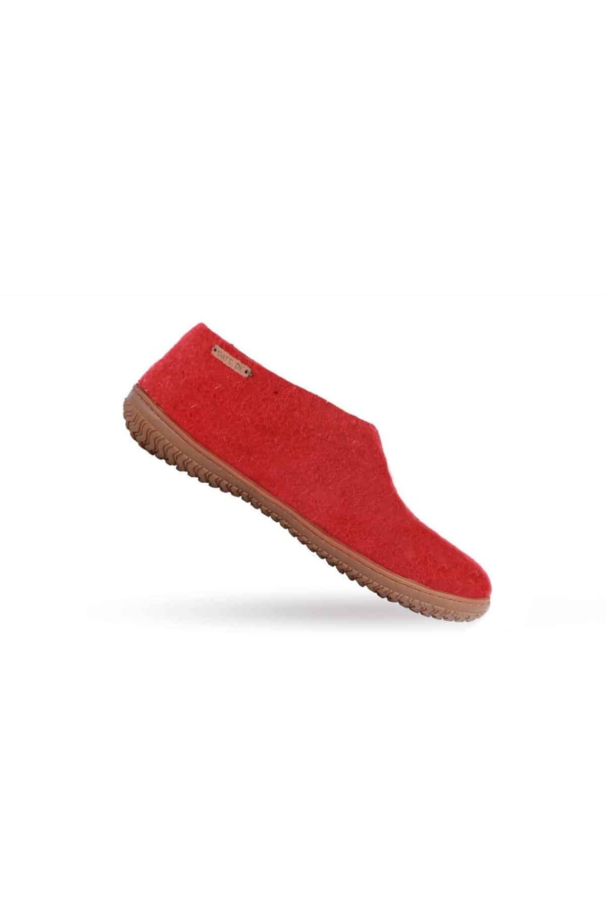 Uldhjemmesko (100% ren uld) – Model Rød m/Gummisål – Dansk Design fra SHUS