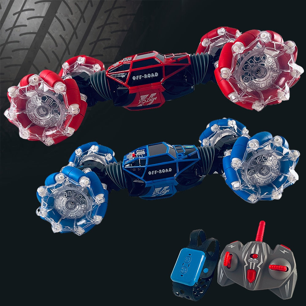 Fjernstyrede stuntbil - styr bilen med din hånd - Blå eller Rød -