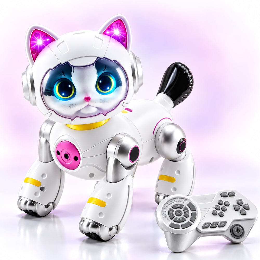 Fjernstyret robotkat med lys, musik og sjove tricks