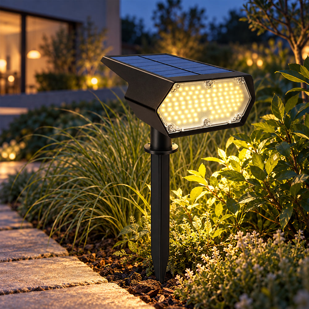 Solcellelampe med 92 LED og valgfrit varmt eller hvidt lys