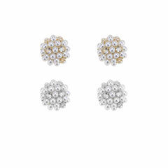 Ørestikker med små perler og sten, guld eller sølv