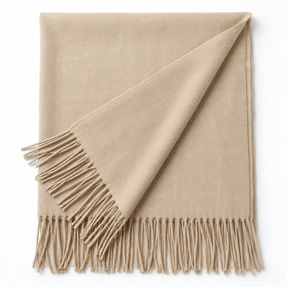 Elegant Halstørklæde med Frynser – Flere Smukke Farver – 70 x 180 cm – 200 g.