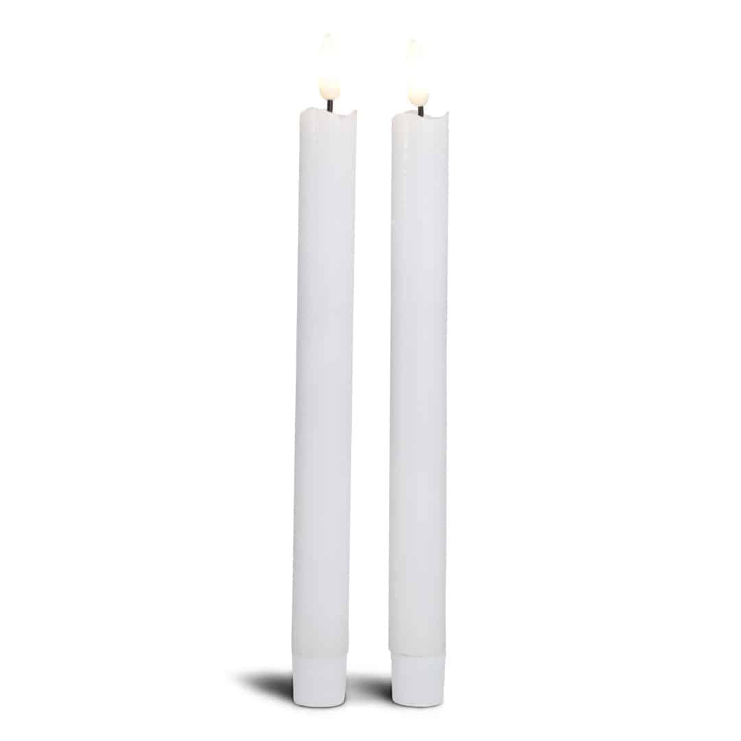 LED kronelys stearin - 2 stk. - 22,2 cm - m/3D flamme - (flere farver)