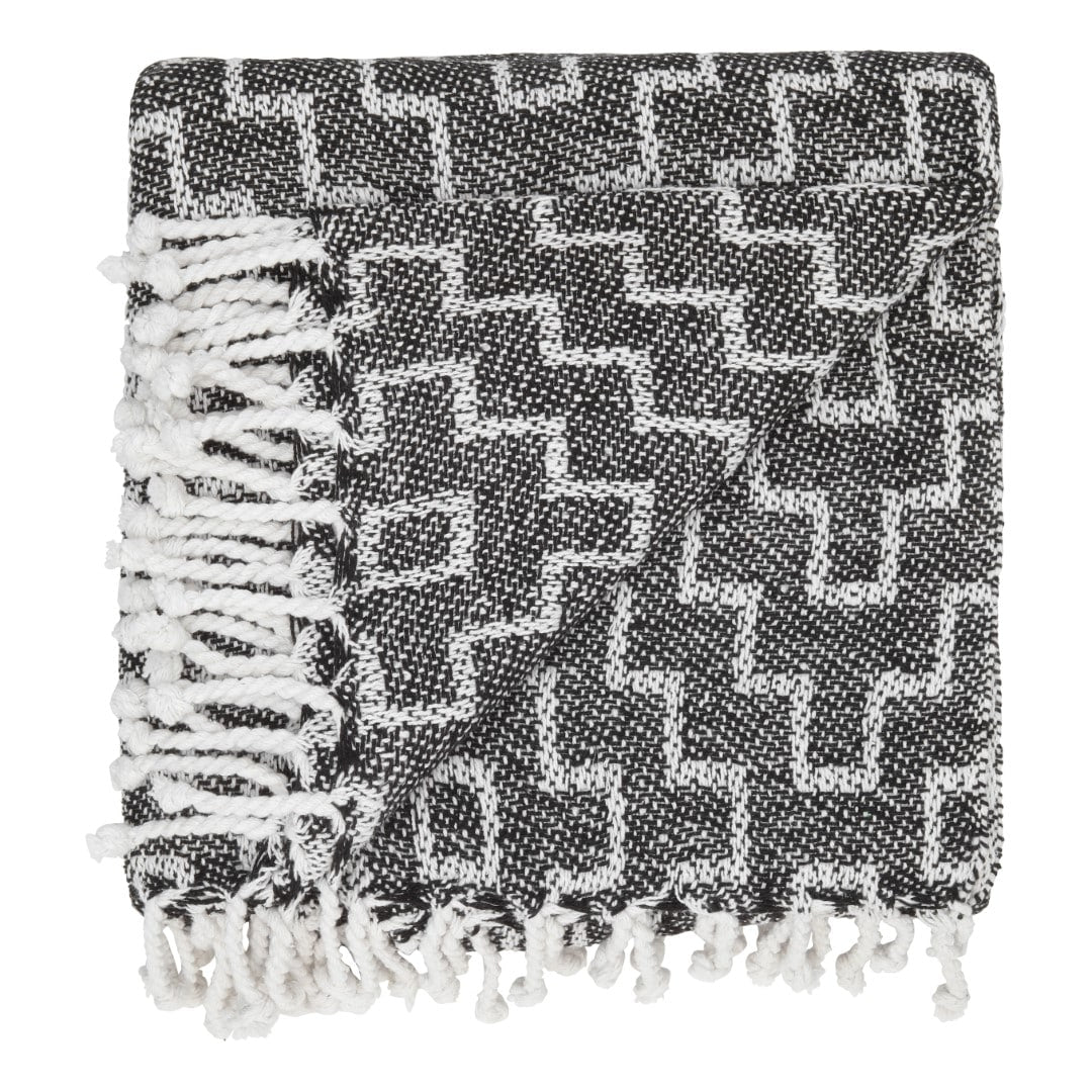 Plaid med frynser i 100% bomuld - 135 x 200 cm. fra Rugs’N’More