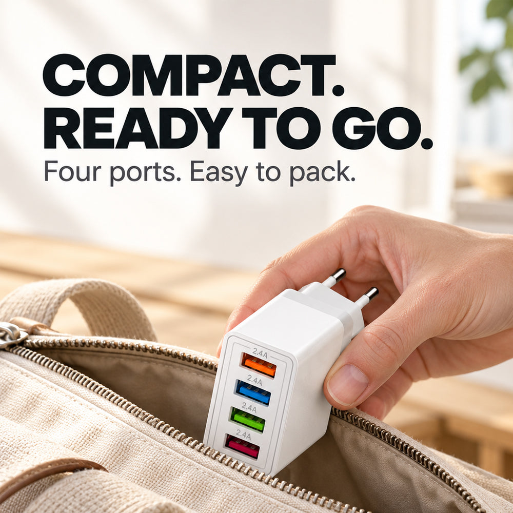 USB-oplader med 4 porte