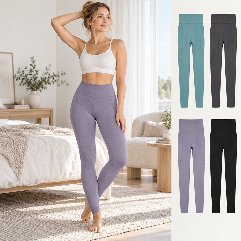 Leggings, Højtaljede  – One Size – Blød Stretch og Fleksibel Pasform