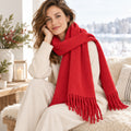 Elegant Halstørklæde med Frynser – Flere Smukke Farver – 65 x 180 cm  – 230 g.