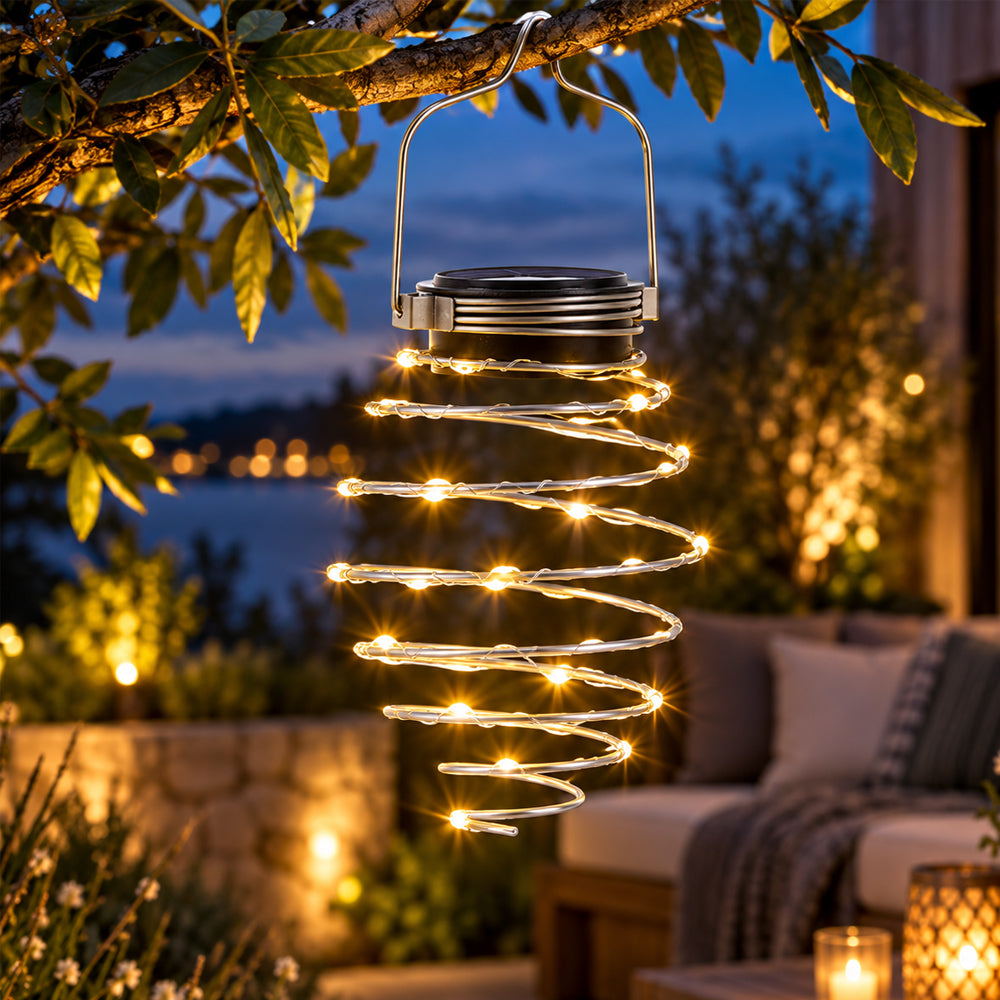 Solar Spiral Hængelampe – 16 LED med Varmt Lys
