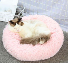 Blød og beroligende donut kattepude (sort, beige, grå, koks eller pink)