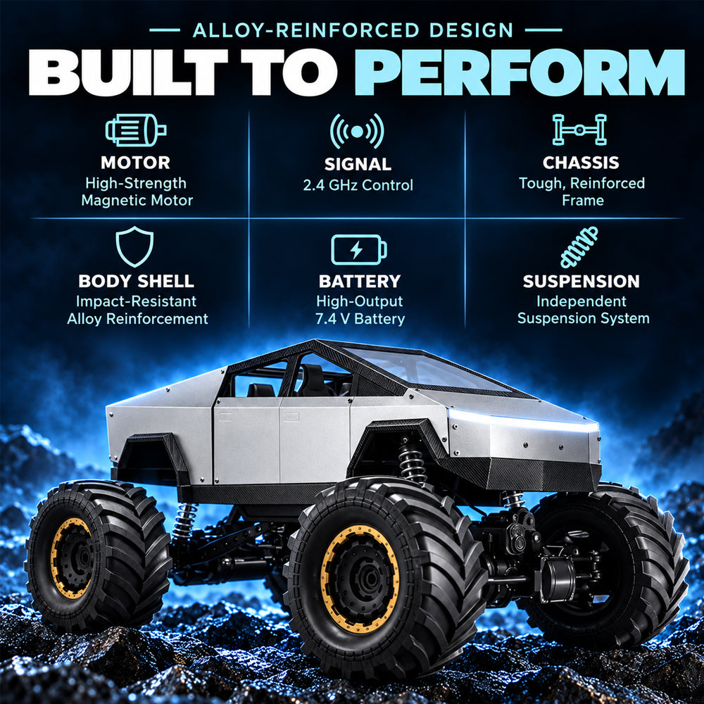 Fjernstyret offroad-bil med 4-hjulstræk og råt pickup-design
