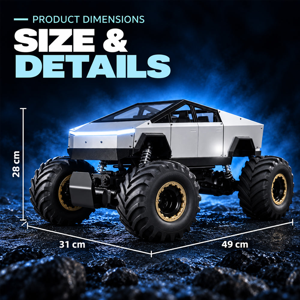 Fjernstyret offroad-bil med 4-hjulstræk og råt pickup-design