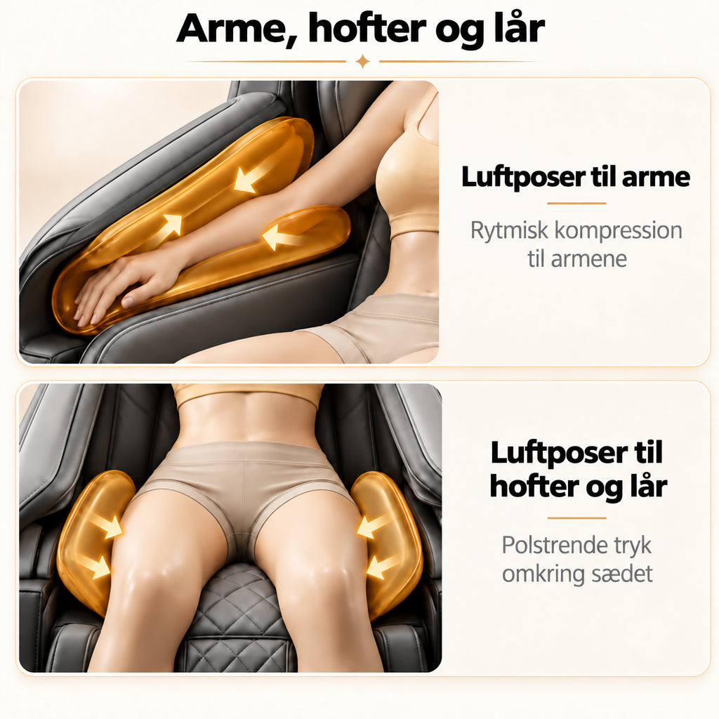 Massagestol 8D – Zero Gravity, lufttryksmassage, Varme v/læn og legge – Model LEK-988Q3