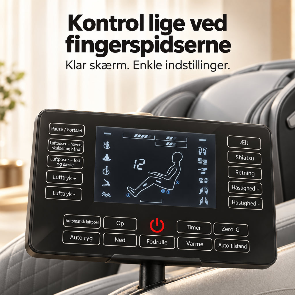 Massagestol 8D – Zero Gravity, lufttryksmassage, Varme v/læn og legge – Model LEK-988Q3