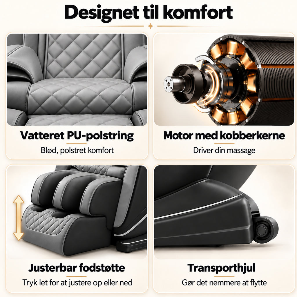 Massagestol 8D – Zero Gravity, lufttryksmassage, Varme v/læn og legge – Model LEK-988Q3