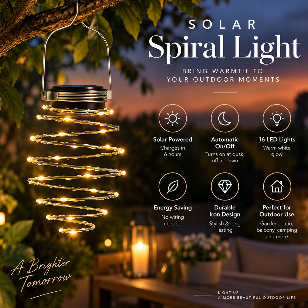 Solar Spiral Hængelampe – 16 LED med Varmt Lys
