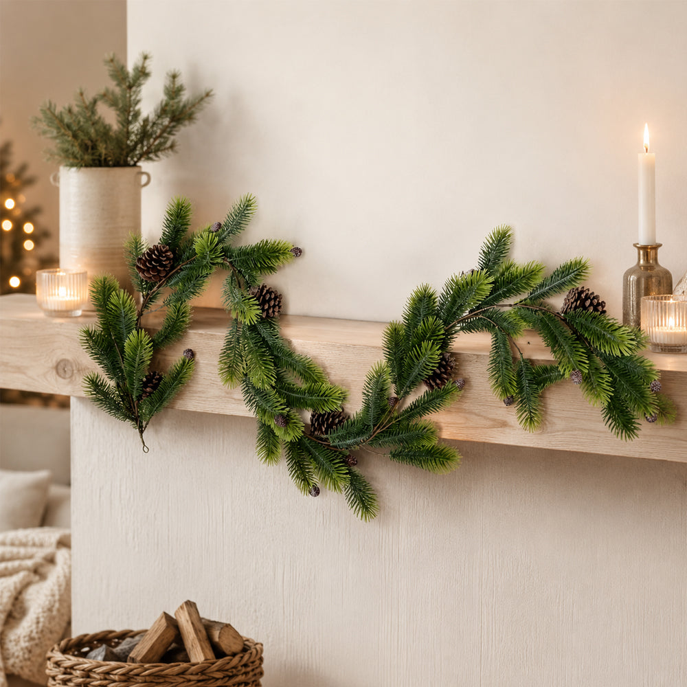 Eksklusiv Juleguirlande 160 cm – Naturtro Gran med Kogler