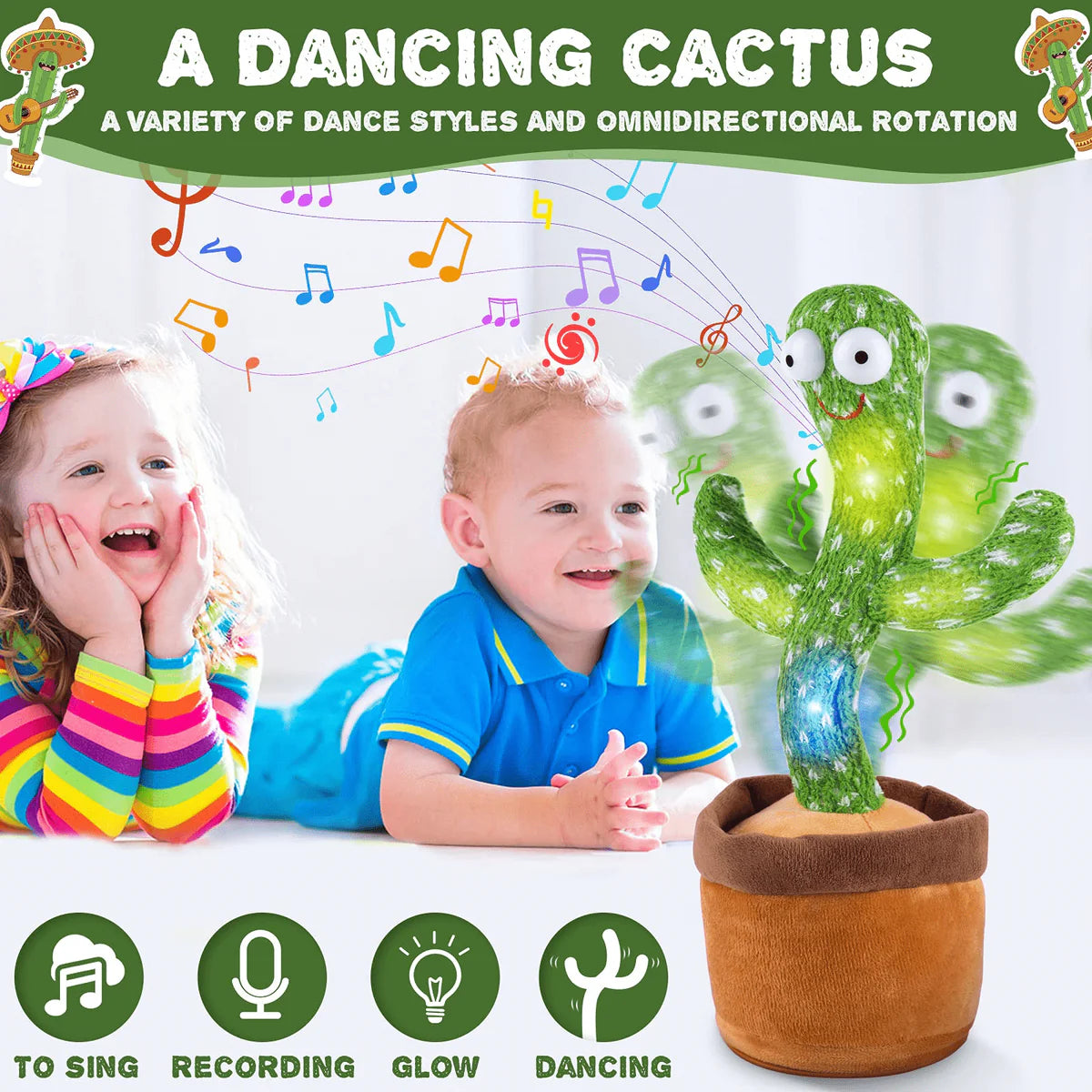 Legetøjspakke: Syngende kaktus & glad dansende baby krabbe