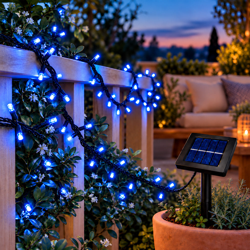 LED-lyskæde solcelle drevet m/100 LED (flere farver) - 9 meter
