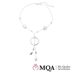 Halskæde sølvfarvet, stor ring, små ringe, justerbar