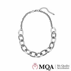 Halskæde sølvfarvet, 2 forskellige led, justerbar