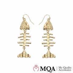 Øreringe guldfarvet, model fish bone