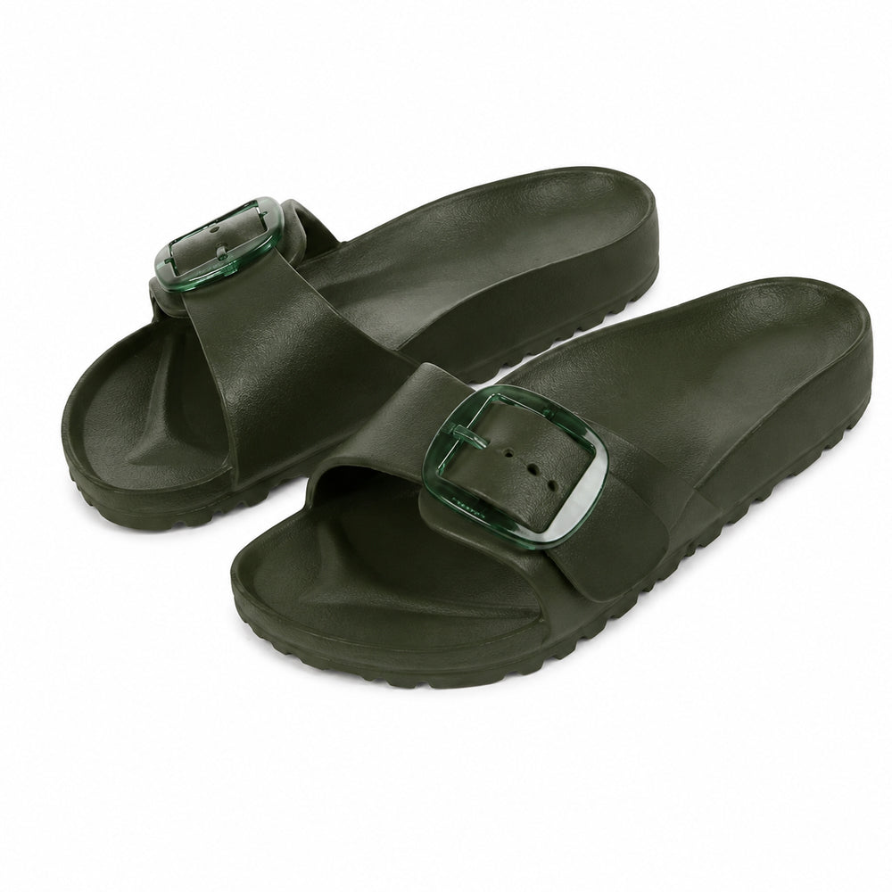 Lækre og moderigtige slippers med spænde – superlette, behagelige sandaler til kvinder