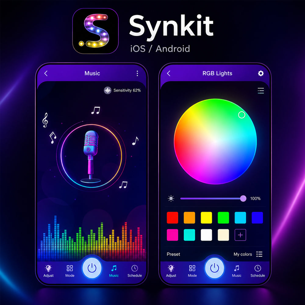 LED Strip lyskæde 10 meter m/Bluetooth, musiksensor og fjernbetjening
