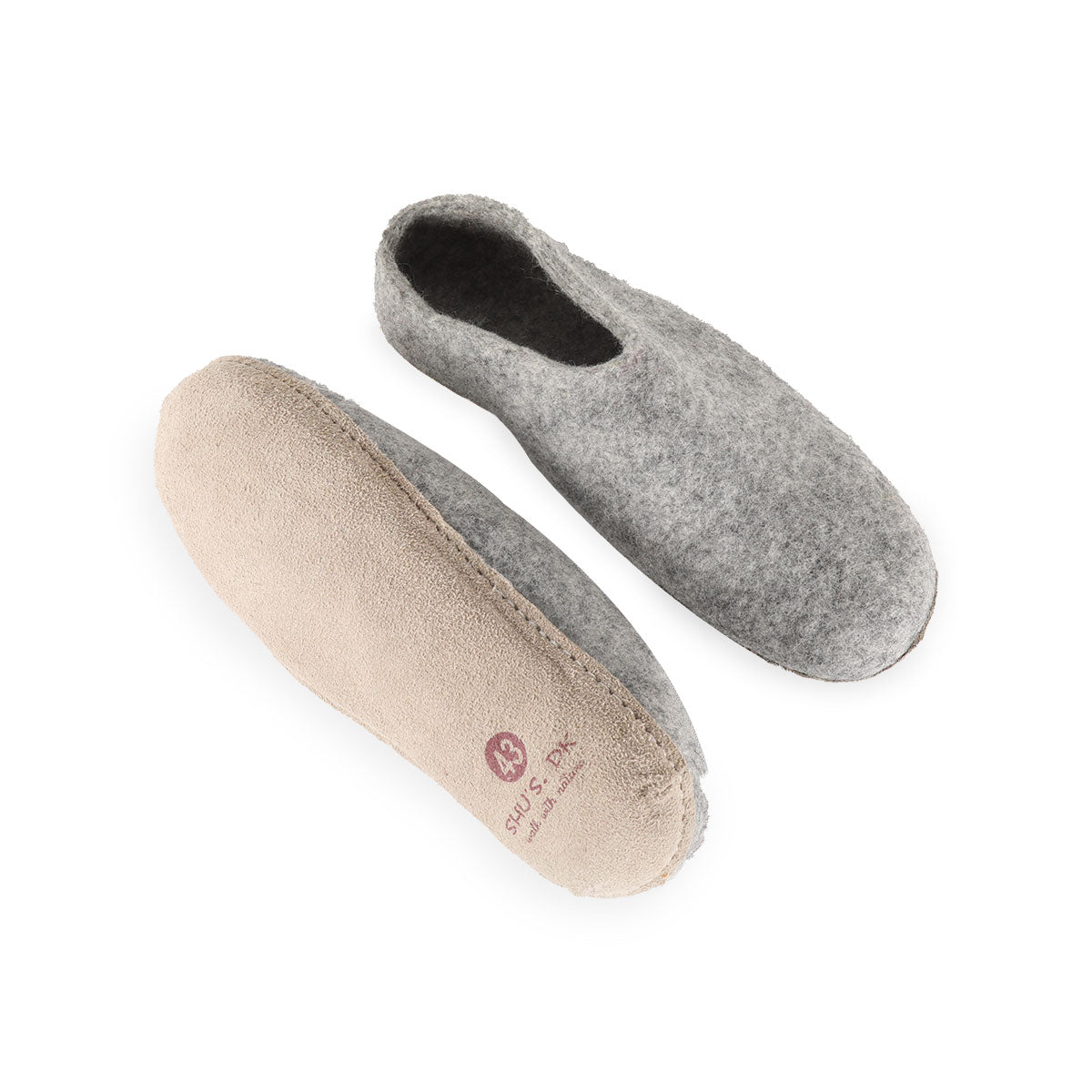 Uldtøffel (100% ren uld) - Model Denim m/sål i skind - Dansk Design fra SHUS