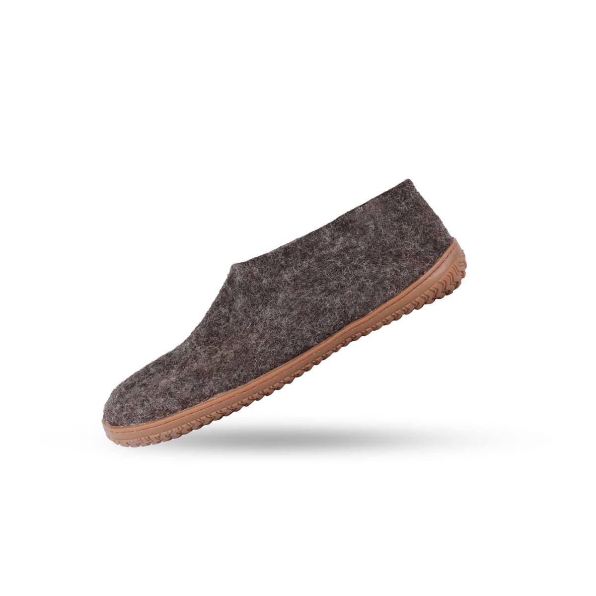 Uldhjemmesko (100% ren uld) - Model Brun m/Gummisål - Dansk Design fra SHUS