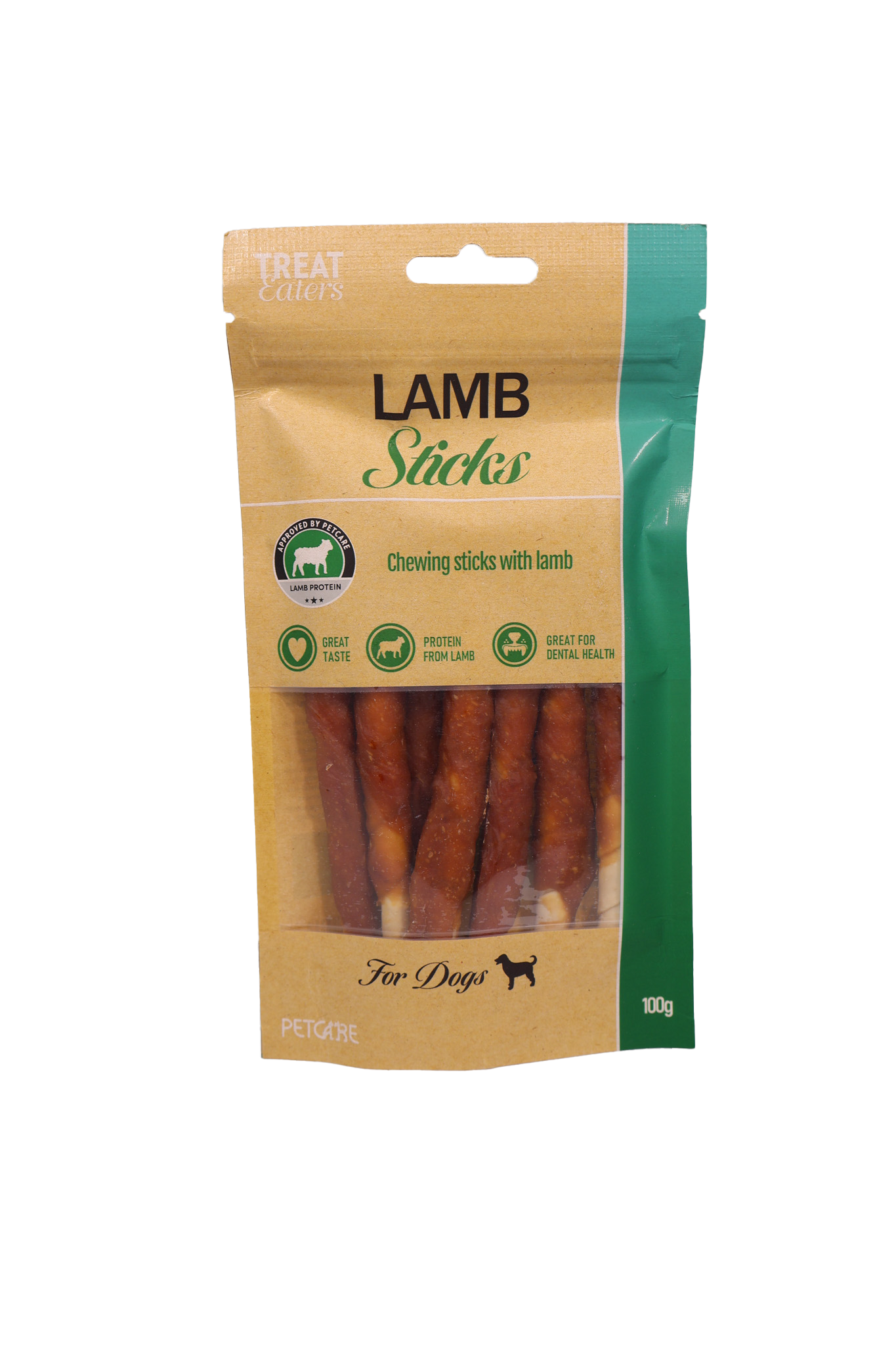 Treat Eaters – Smagfulde Tyggepinde med Lam til hunde 100 g